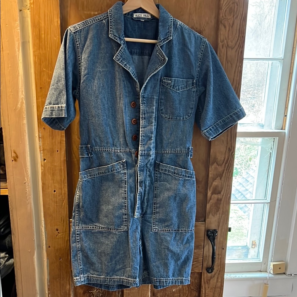 Blue Denim Short Sleeve Jumpsuit